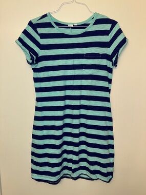 GAP Striped Tee Dress in Teal and Navy